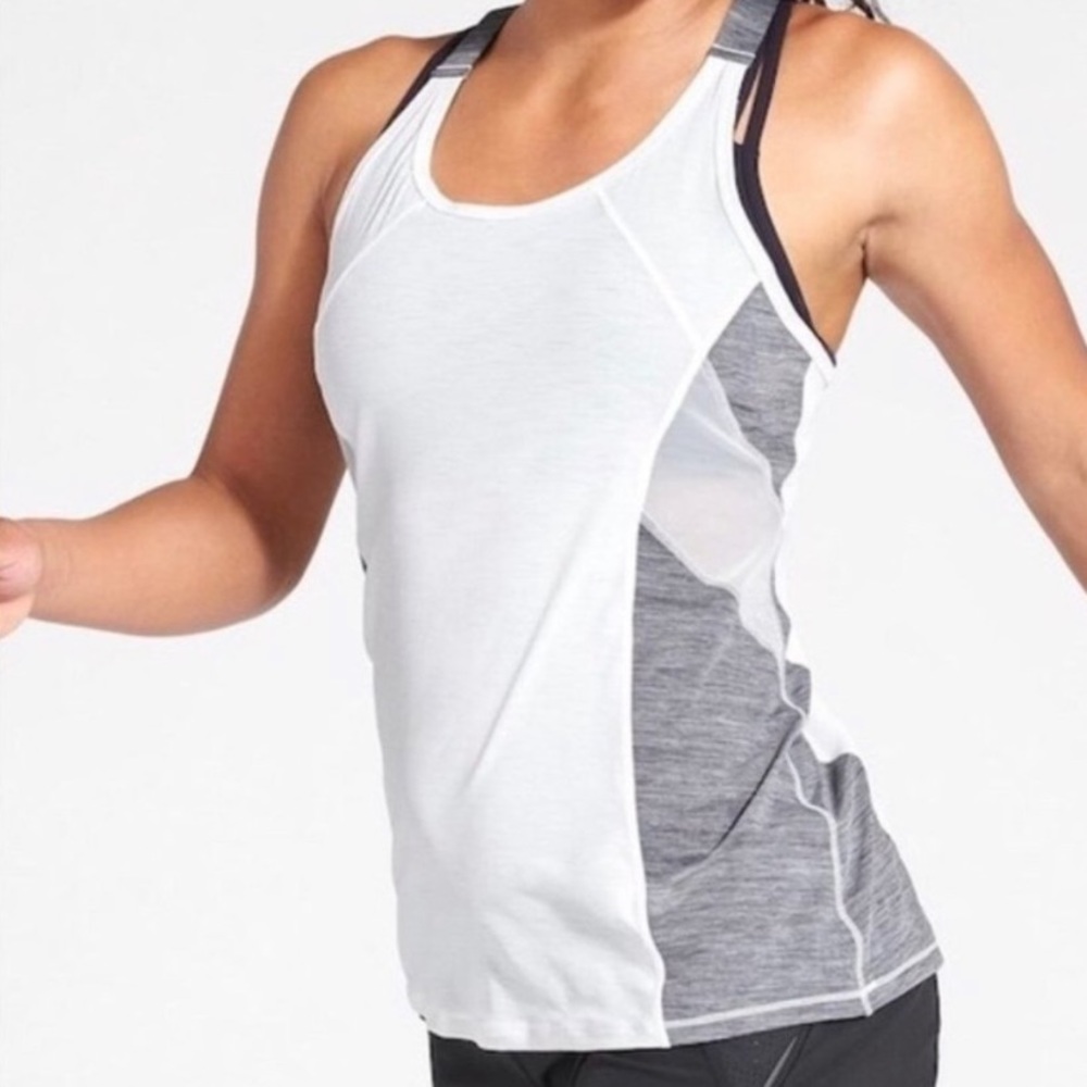 Athleta sunlight singlet tank, white gray, medium